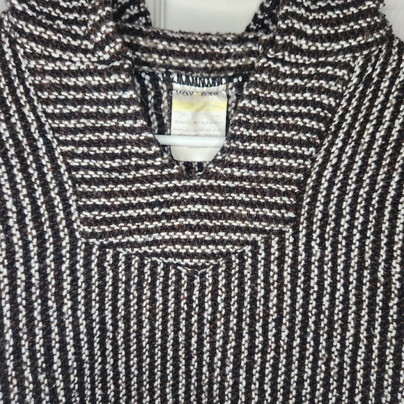 Black and White Cowl Neck Sweater with Stripes - Picture 3 of 4